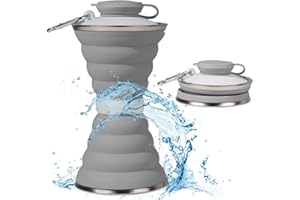Collapsible Water Bottle, Camping Cup With Carabiner, Reuseable Silicone Foldable Leak Proof Portable Sports Travel Water Bot