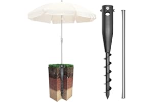 DEROFIT Portable Umbrella Base: Heavy Duty Sand Anchor for Umbrella, Flag, Christmas Tree, Fishing Rod - For Patio, Beach and Outdoor Use