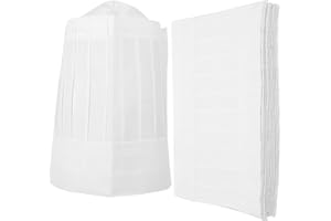 PACKOVE 20pcs Disposable Paper Chef Hats Thick Restaurant Cooking Caps for Hotel Kitchen and Sushi Bar Use White