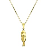 IOQVZEWN Fish Necklace for Women, Gold Fish Pendant Necklace, Stainless Steel Gold Plated Ocean Jewelry