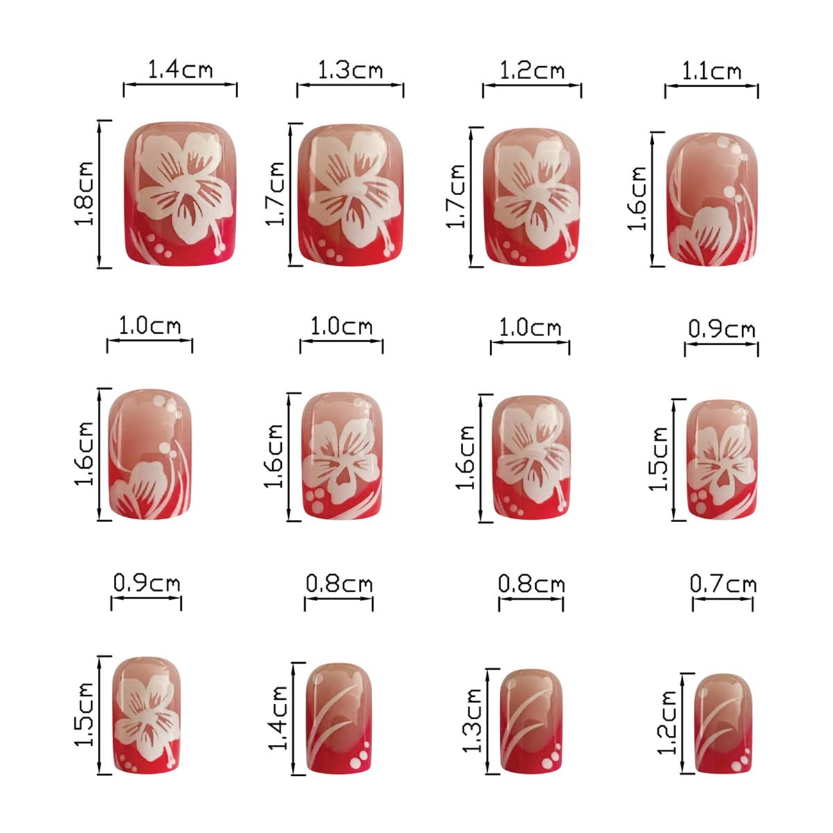 24Pcs Pink Flower Press on Nails Short Square Fake Nail Pink White French Tip Full Cover Glue on Nails Spring Summer White Flower False Nails Glossy Acrylic Nails for Women Girls Manicure Decoration - Image 6