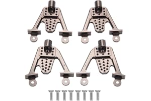 WEFEINO 4PCS Aluminum Front & Rear Shock Tower Hoops Bracket Mount Upgrade Parts for Axial SCX10 1/10 Scale Crawlers Truck Car (Titanium)