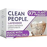 The Clean People Fabric Softener Sheets - Dryer Sheets - Softens & Removes Static - Vegan Laundry Softener With Essential Oils - Lavender, 120 Pack