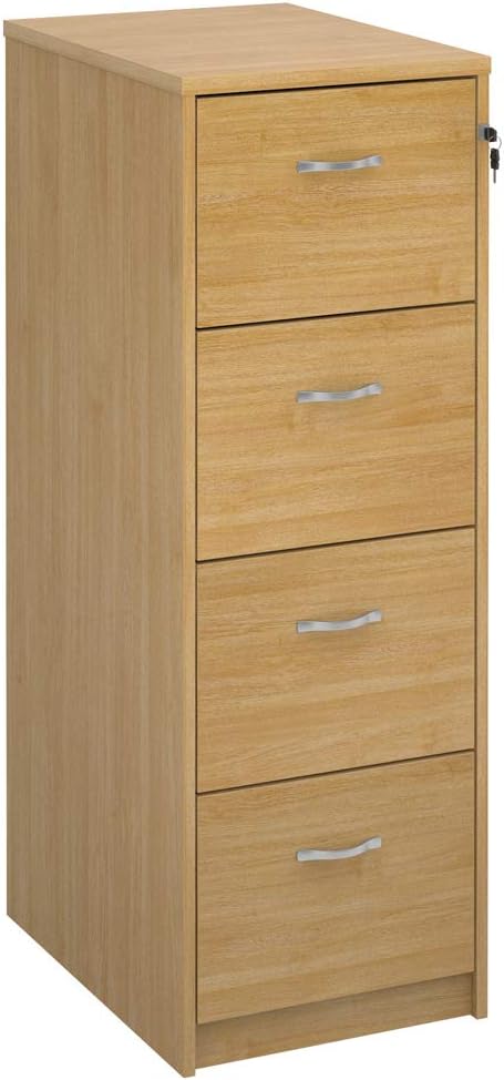 BiMi Ready Built 4 Drawer Lockable Filing Cabinet in Oak