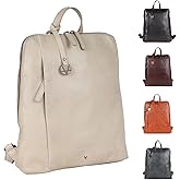 VILENCA HOLLAND 14.5 Inch Genuine Leather Backpack for Women and Men, Beige Leather Backpack with Adjustable Shoulder Strap