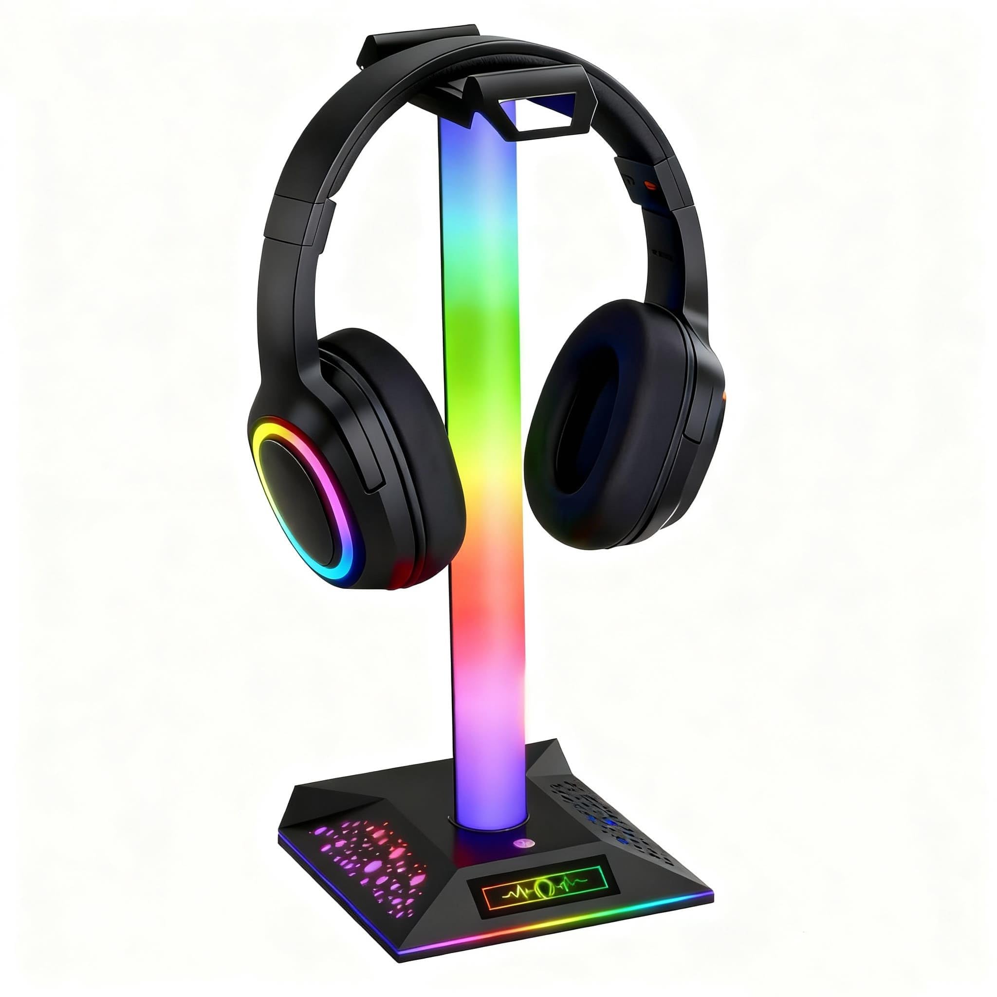 LANVIA RGB Gaming Headset Stand, LED Headset Holder with 10 Lighting Modes, Headphone Stand Cool Stuff for Boys, Desk PC Gaming Accessories Gifts for Gamers Men Adult, Standard