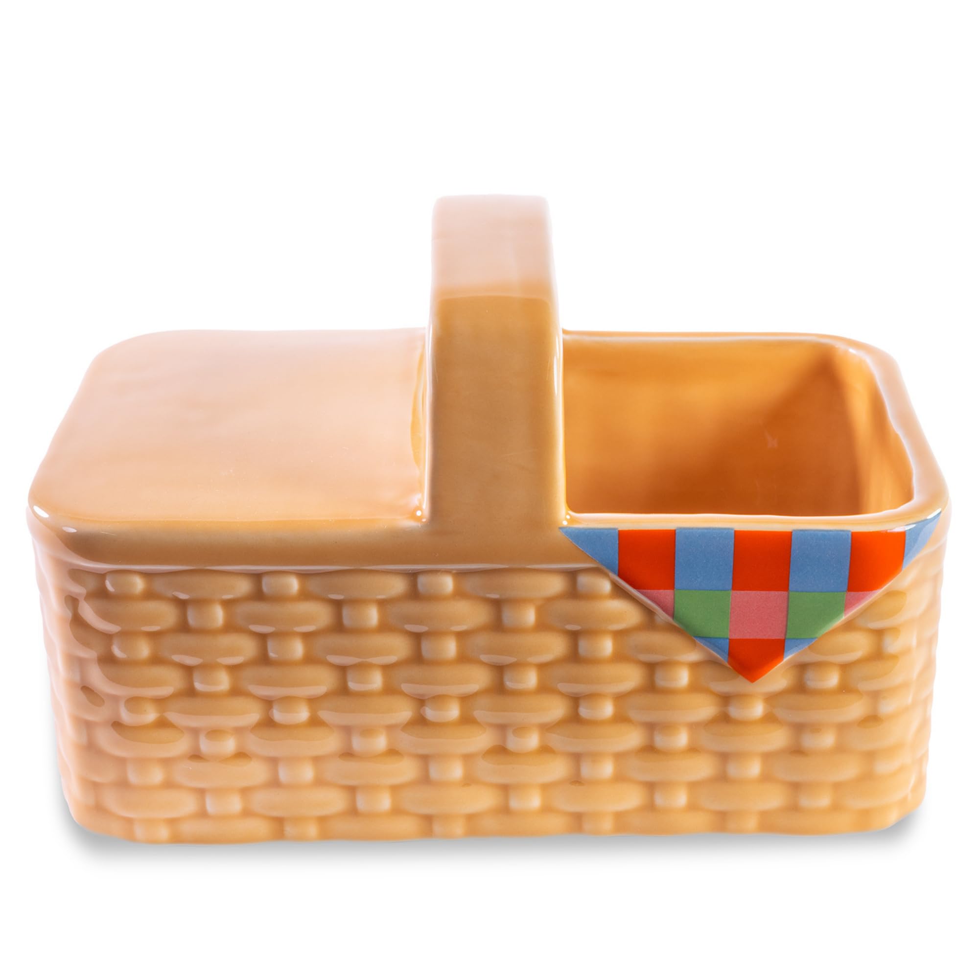 ban.do Novelty Ceramic Planter with Drainage Hole, Decorative Plant Pot, Planters for Indoor Plants, Cute Decor, Unique Planter, Picnic Basket