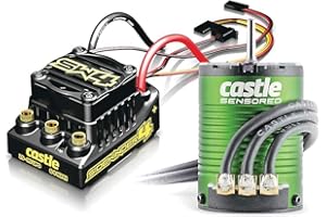 Castle Creations Sidewinder 4 Sensorless ESC & 1406 7700KV Brushless Motor Upgrade for 1/10 RC Vehicles On Road Edition, Black, Green