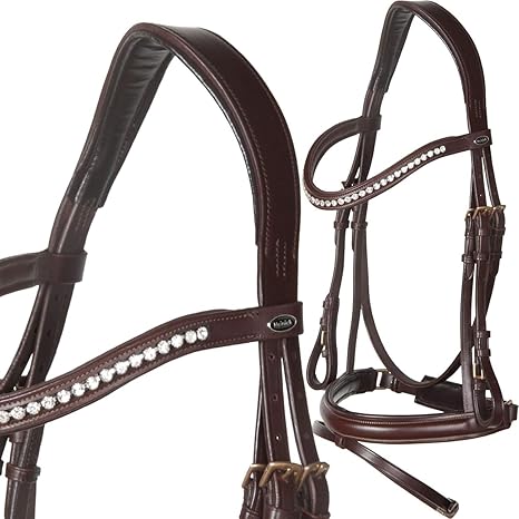 Heinick-Reitsport Trense Comfort Schwedisch Braun ~ Diamant ~ WB VB anatomisches Genickstück