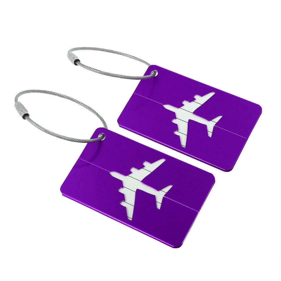 Sourcingmap Luggage Tags,Metal Travel Tags Luggage Identifier Card Holder Name Address ID Labels for Baggage Suitcases, Purple, 2 Pack