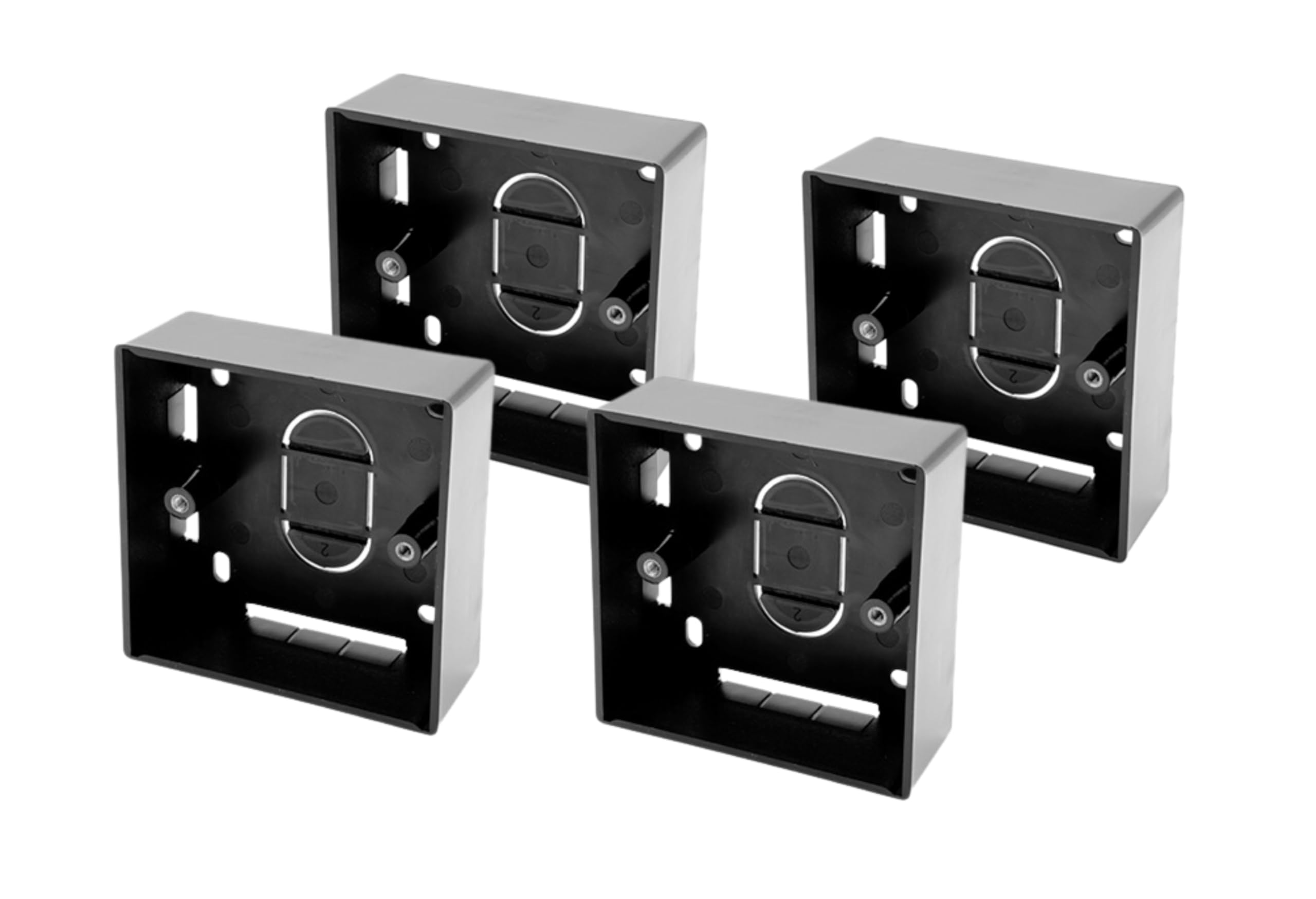 SHPELEC® Black Surface Mounted Pattress Box - Single/Double, Stylish and Durable Box for Mounting Electrical Devices, BS 5733 Compliant (4 x 1 Gang (Single))