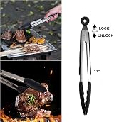 GOFRIEND BBQ Grill Mat Set of 5 with Tongs and Brush, 40x33 cm, PTFE view 5