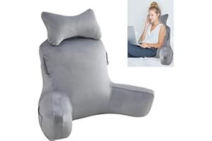 Lilvduybz Reading Pillow, 31" Extra Large Backrest Pillow for Sitting in Bed or Couch, Adult Back Pillow with Neck Roll, for 