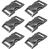 Bytiyar Buckle 6 pcs 1 inch(25mm) Quick Side Release Clips Metal Buckles for Straps Webbing Paracord Bracelet Dog Collar Backpack Belt, Gun Black
