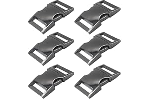 Bytiyar Buckle 6 pcs 1 inch(25mm) Quick Side Release Clips Metal Buckles for Straps Webbing Paracord Bracelet Dog Collar Backpack Belt, Gun Black