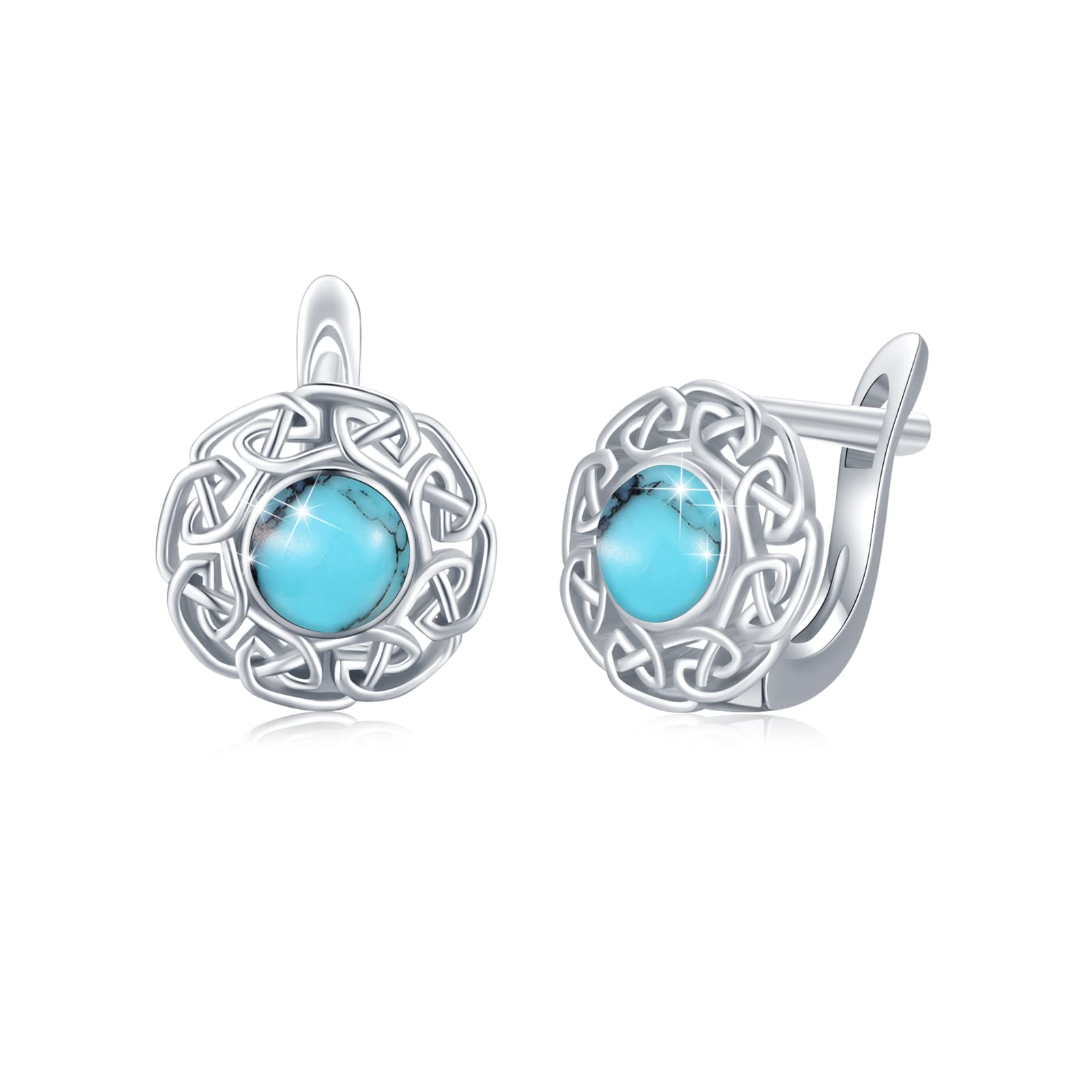 Turquoise Hoop Earrings 925 Sterling Silber Turquoise Celtic Earrings for Women Celtic Knot Huggie Earrings Hypoallergenic Earrings Turquoise Jewellery Valentines Gifts for Girls Kids