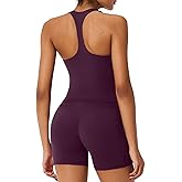 RXRXCOCO Racerback Workout Sets for Women 2 Piece Padded Scoop Neck Tank Tops Hidden Scrunch Booty Shorts with Pockets