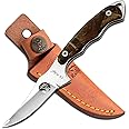 Elk Ridge ER-059 Series Fixed Blade Hunting Knife, Straight Edge Blade, Wood Handle, 7-Inch Length
