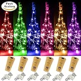 Yitee 6 PCS 6 Colors LED String Light, Battery Operated Wine Bottle Cork Lights 20 Starry LED Copper Wire Lights, 6.5 Feet/2M,Best for Mason Jar Lights,Moon Lights,Party,Wedding and Home Decoration