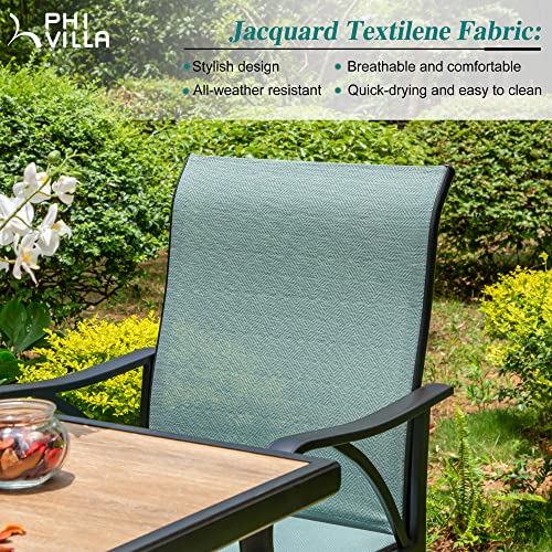 PHI VILLA Outdoor Swivel Bar Stool Chairs, Bar Height Patio Chair with