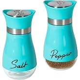 2 Pack Salt and Pepper Shakers Set, Refillable Salt Pepper with Stainless Steel Lid Container Spice Shakers Bottle for Home Kitchen, Restaurant, Picnic (Blue)