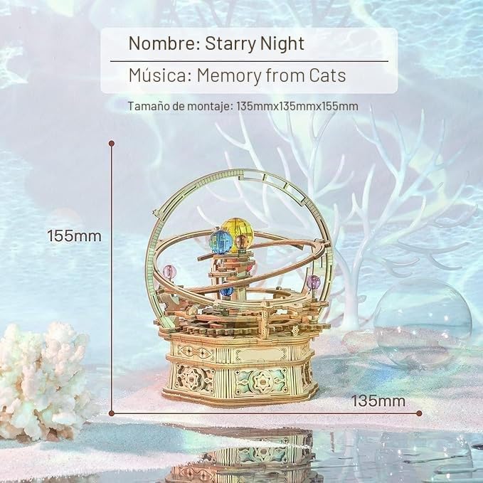 Robotime Puzzle 3D Wooden Model Music Box Mechanical Astronomy Laser Cut Puzzle Constructions, Gift for Young and Adults