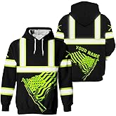 HiVis Custom Tie Dye US Flag High Visibility Hoodie For Men Reflective Hoodie Safety Workwear For Workers Runners Patriotic