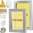 VEVOR Screen Printing Kit, 2 Pieces Aluminum Silk Screen Printing Frames 8x10/10x14in 110 Count Mesh, 2 Tapes and Screen Printing Squeegees and Transparency Films for T-Shirts DIY Printing
