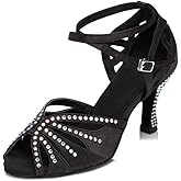 TTdancewear Women Rhinestone Ballroom Dance Shoes Latin Salsa Performance Dance Shoes