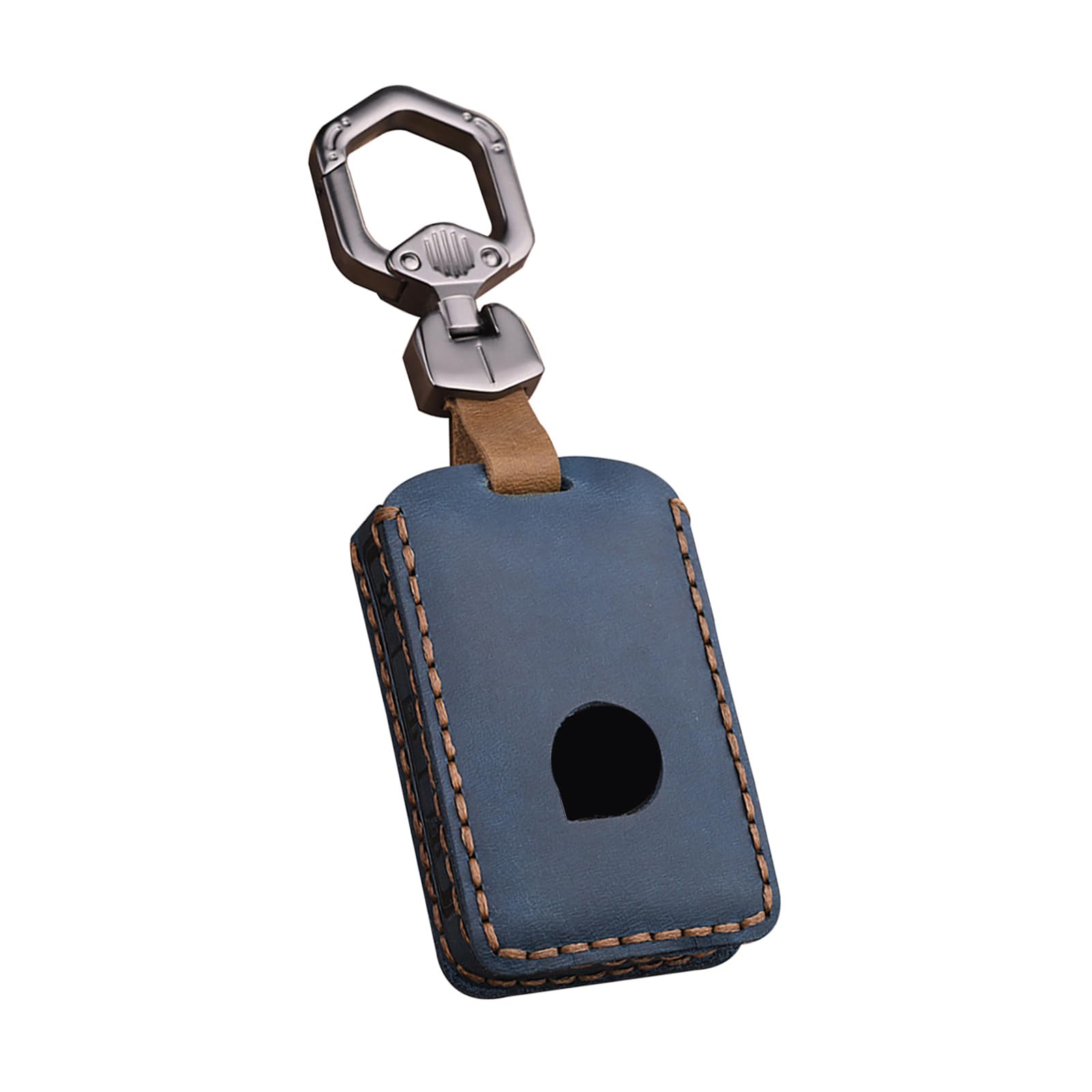 HIBEYO Car Key Case Fits Volvo Protective Case Key Box Key Case Leather Cover for Volvo XC90 XC70 S60 S80 S90 C30 V70 V90 T8 Keyless Remote Control with Key Fob Blue