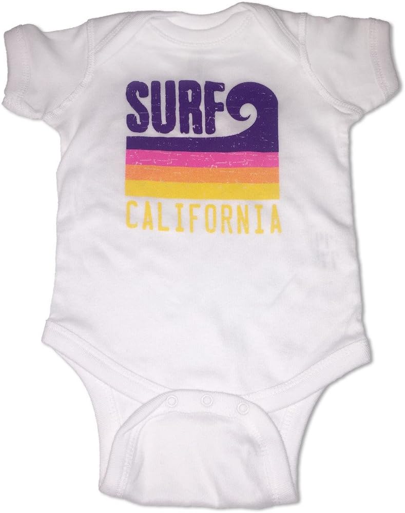 Sol Baby Surf California Wave Purple Stripe White Bodysuit