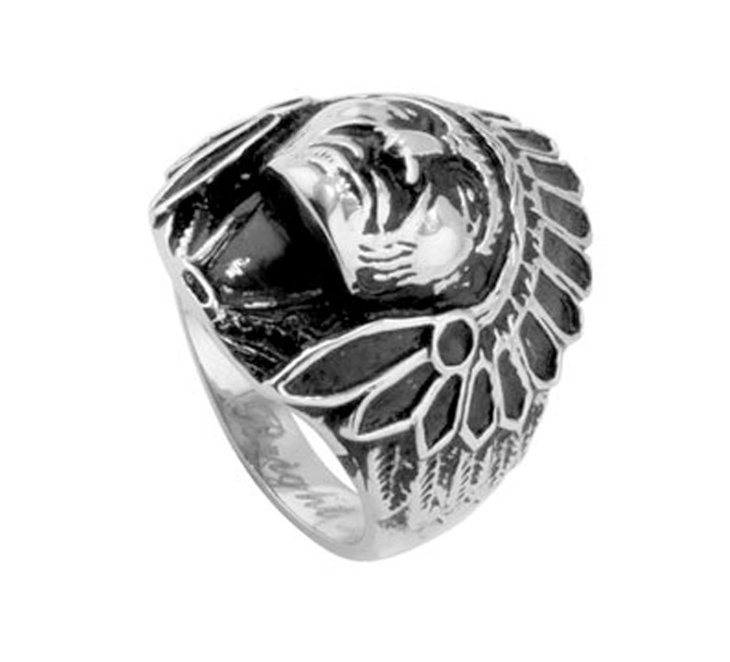 Chief Indian Head Ring Native American Face Biker Rings For Men