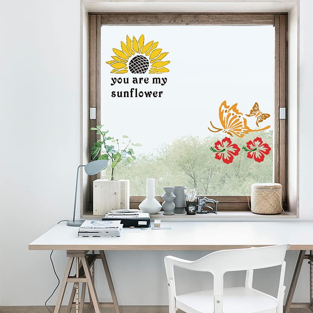 20 Pieces Flower Stencil Flower Drawing Stencils in Different Patterns DIY You are My Sunflower Theme hollowout Template Durable Artists' Drawing and Lettering Aids (7.87 x 7.87 Inch) : Kitchen & Dining
