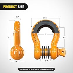 Nilight 2 Pack 3/4" D-Ring Shackle with 7/8" Screw