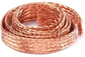 DFDPAXL Flat Copper Braid Cable Length 1 Meter, Copper Braided Ground Strap Wire Suitable for Grounding, Bonding, and Electri