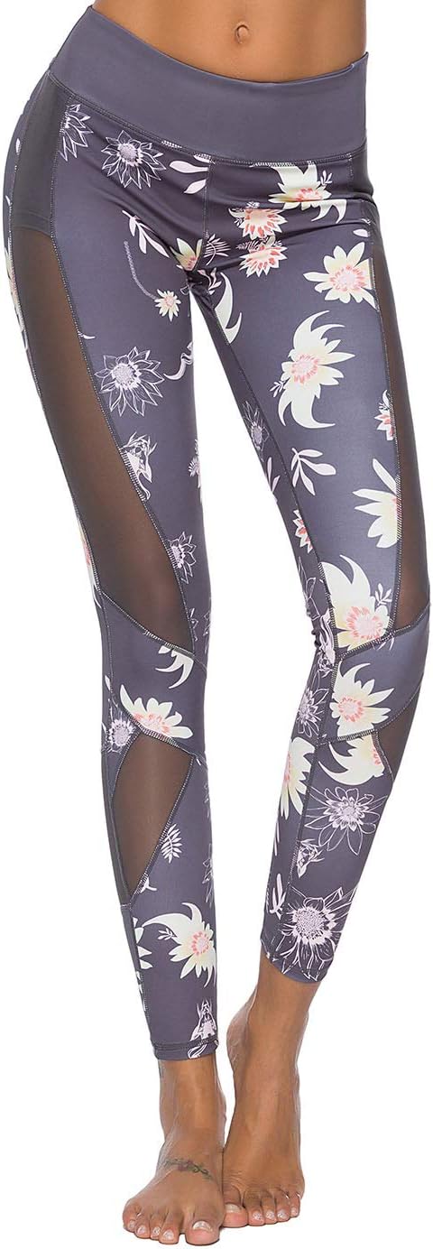 Mint LilacWomen’s High Waist Workout Printed Yoga Leggings Athletic Pants