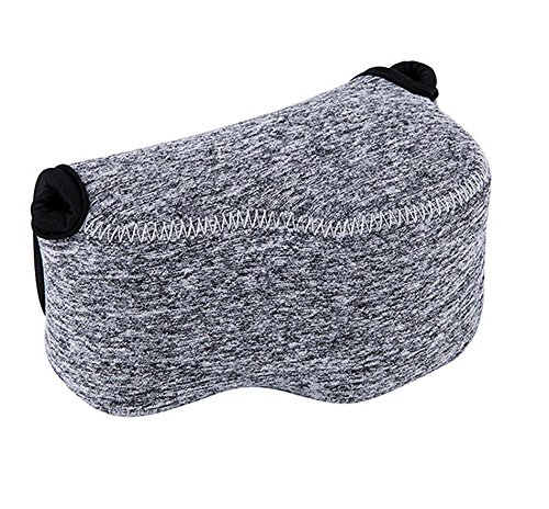 JJC Grey Water Resistant Ultra Light Neoprene Camera Case, Pouch Bag, Compatible with Sony a6600 a6500 a6400 a6300 a6100 a6000 a5100 +16-50mm Lens Pancake Lense & Panasonic LX100 LX100 II Sigma FP
