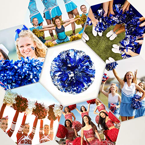 ANALAN 21 Colors Pack of 2 Foil Plastic Metallic Cheerleading Pom Poms for Cheer Sport Kids Adults (Blue and Silver) - Thumbnail 4