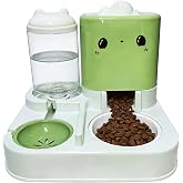 Pet Automatic Feeder Dog Cat Feeding Bowl and Water Dispenser with Refillable Storage Container Large Capacity Rabbit Feeder Watering (Green)