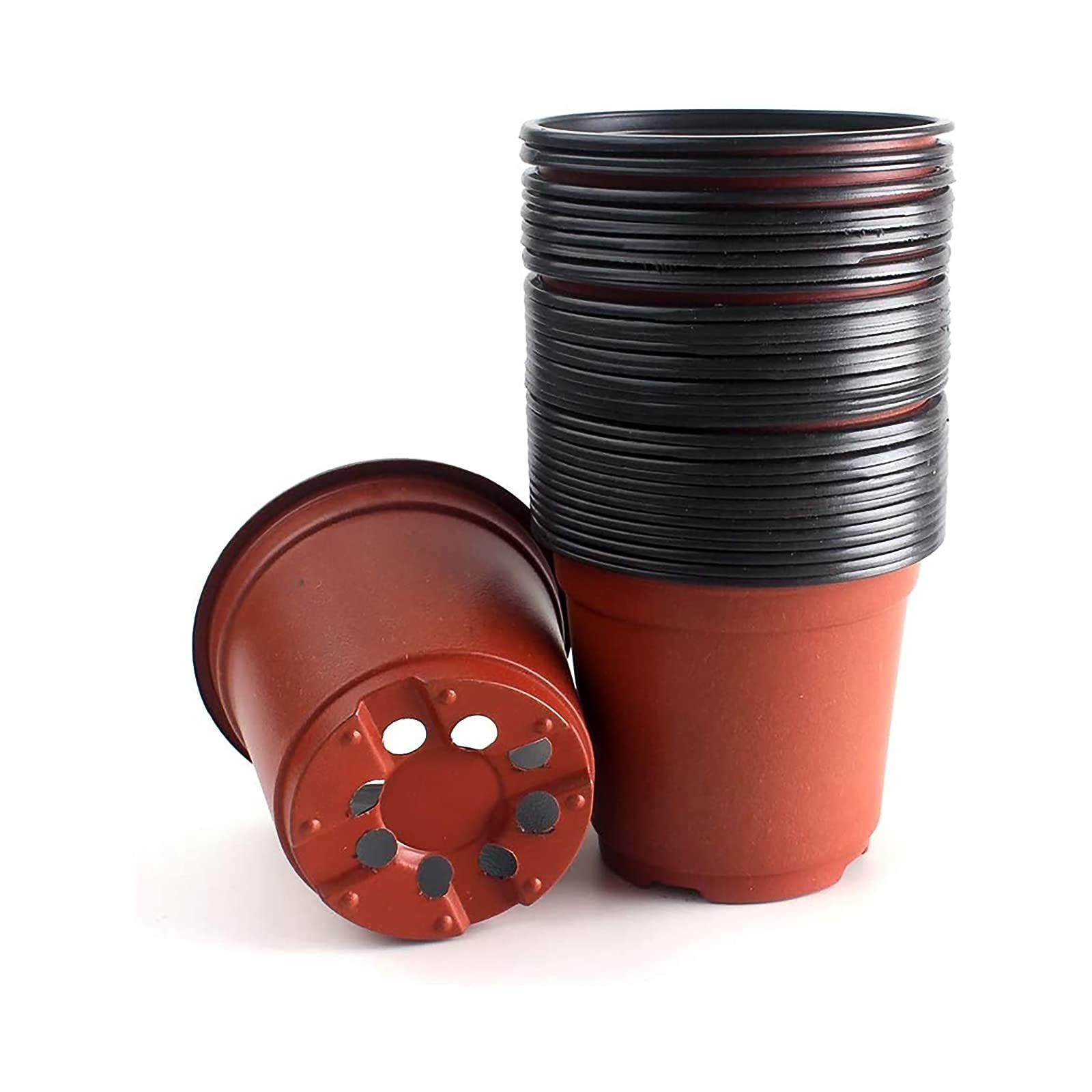 15cm Plant Pots, 50 Pack Plastic Seed Starting Pots with Drainage Holes, Reusable Lightweight Nursery Pots for Succulents, Flowers, Herbs and Cuttings