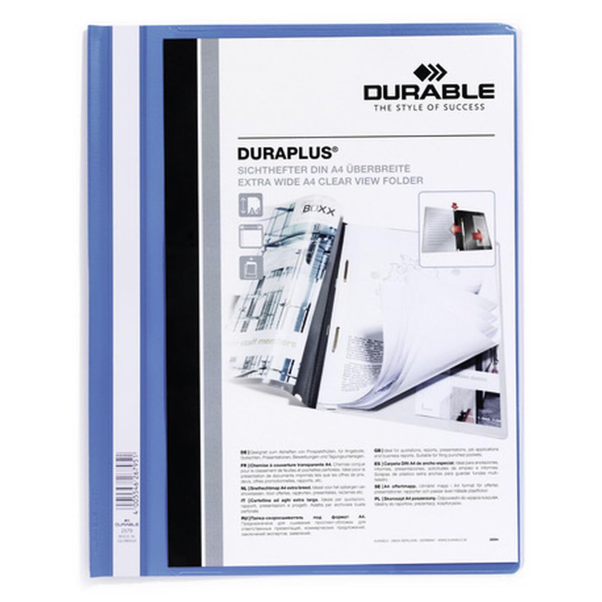 Durable DURAPLUS Presentation Folder - Pack of 25 A4 Blue Folders - For Storing Presentations, Invoices, Quotations, School Work & More — image 1