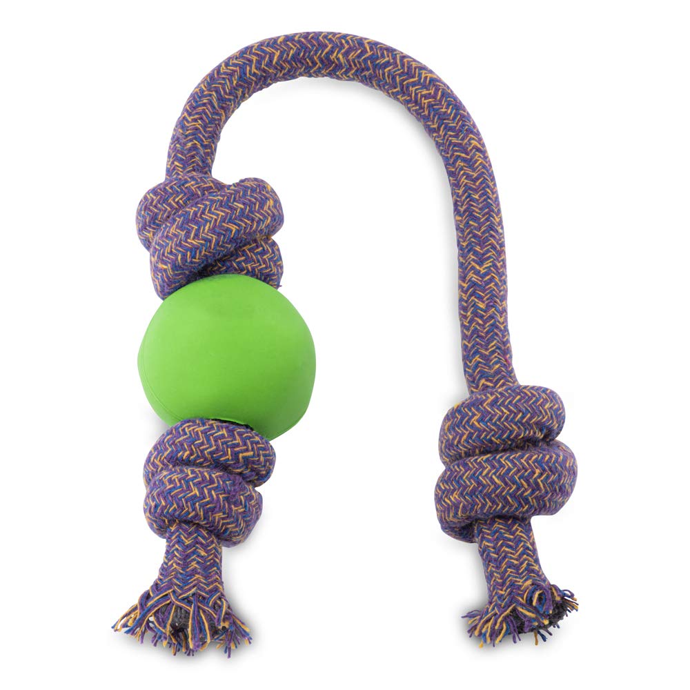 Beco Dog Toy - Natural Rubber Ball on a Rope, Small, Extra Strong, Chew Toy, Green