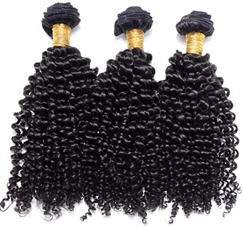 Heiheimai Brazilian Kinky Curl Human Hair Pack of 3 (16"18"20", 1B# Off Black)