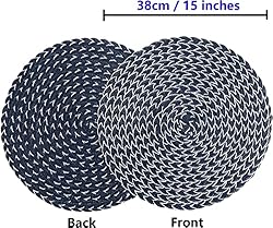 SHACOS Round Braided Placemats 15 inch Set of 4