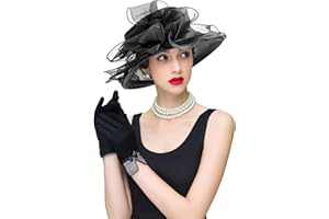 RZTA Women's Kentucky Derby Church Dress Hat Wide Brim Leaf Flower Bridal Shower Hat