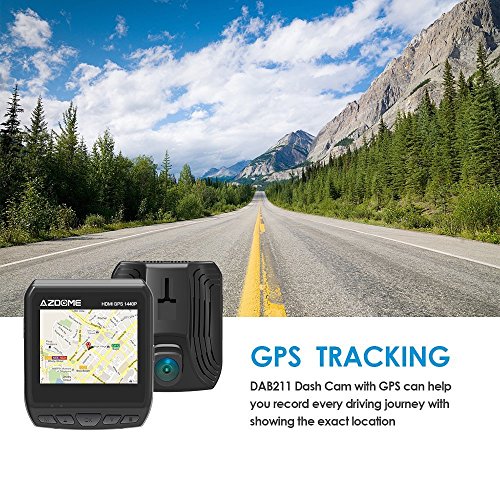 Car Dash Cam, AZDOME DVR Dashboard Hidden Camera Recorder 2.31" LCD Full HD 1440P 150° Wide Angle,Loop Recording,G-Sensor,Parking Monitor,Motion Detection with GPS