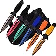 Perfect Point PP-081-6M Throwing Knife Set with Six Knives, Multicolored Blades, Cord-Wrapped Handles, 6.5-Inch Overall