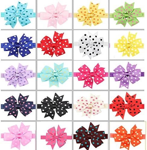 20 Pcs Polka Dot Baby Girl's hair bow Hair Bands Headband Toddler Newborn