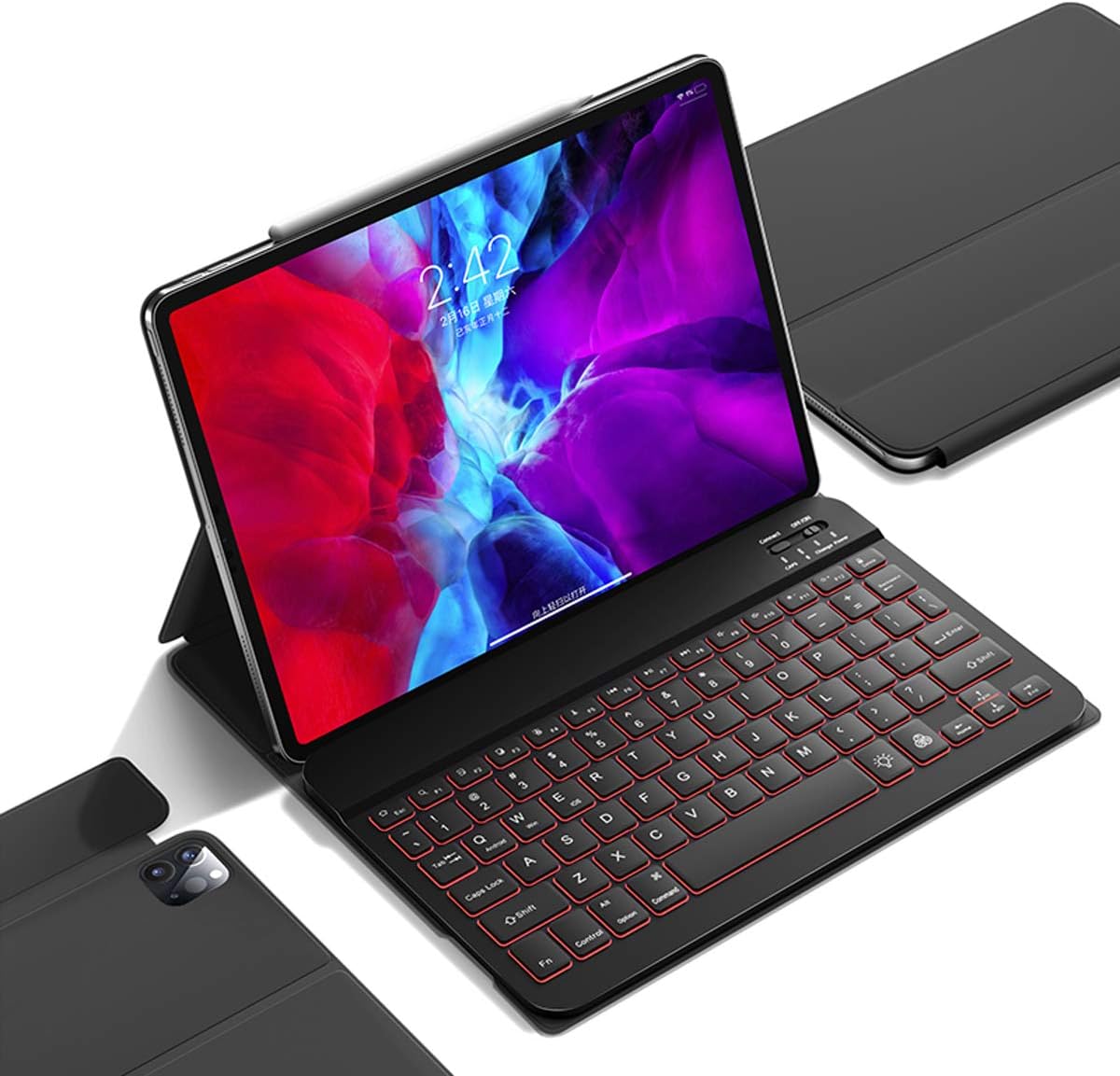 GUDOU 2021 iPad Pro 11inch Keyboard Case 2020/2018,iPad Air 4th 10.9 Backlit Detachable Keyboard,Ultra Slim Magnetic PU Cover,Auto Sleep/Wake,Support Pencil 2 Charging(Grey)