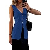 Mina Self 2025 Fall Women's Long Linen Vest Tops - Lightweight Breathable Fashion Fully-Lined Office Outerwear with Pockets